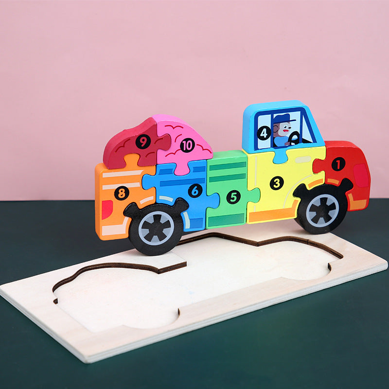 Wooden 3D Puzzle Set | 18 Animal & Vehicle Designs | Educational Toy for Kids