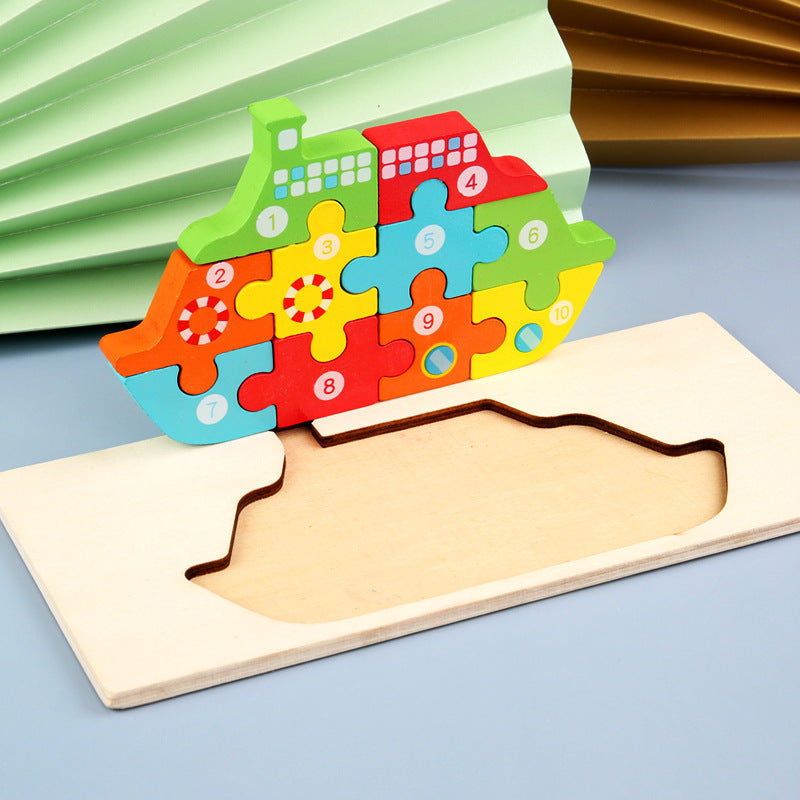 Wooden 3D Puzzle Set | 18 Animal & Vehicle Designs | Educational Toy for Kids