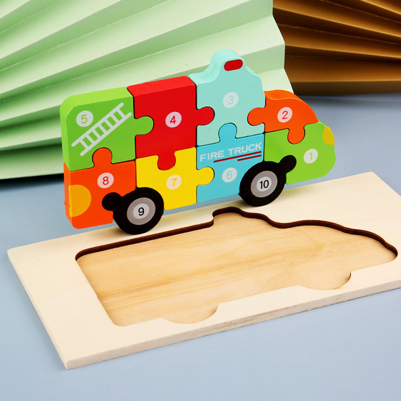 Wooden 3D Puzzle Set | 18 Animal & Vehicle Designs | Educational Toy for Kids