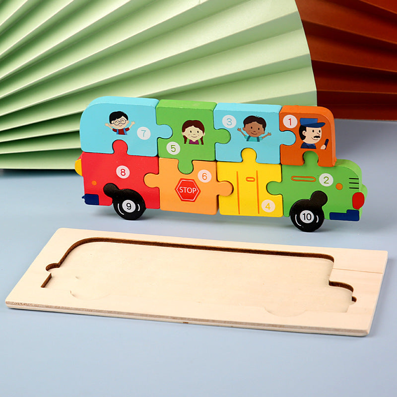 Wooden 3D Puzzle Set | 18 Animal & Vehicle Designs | Educational Toy for Kids
