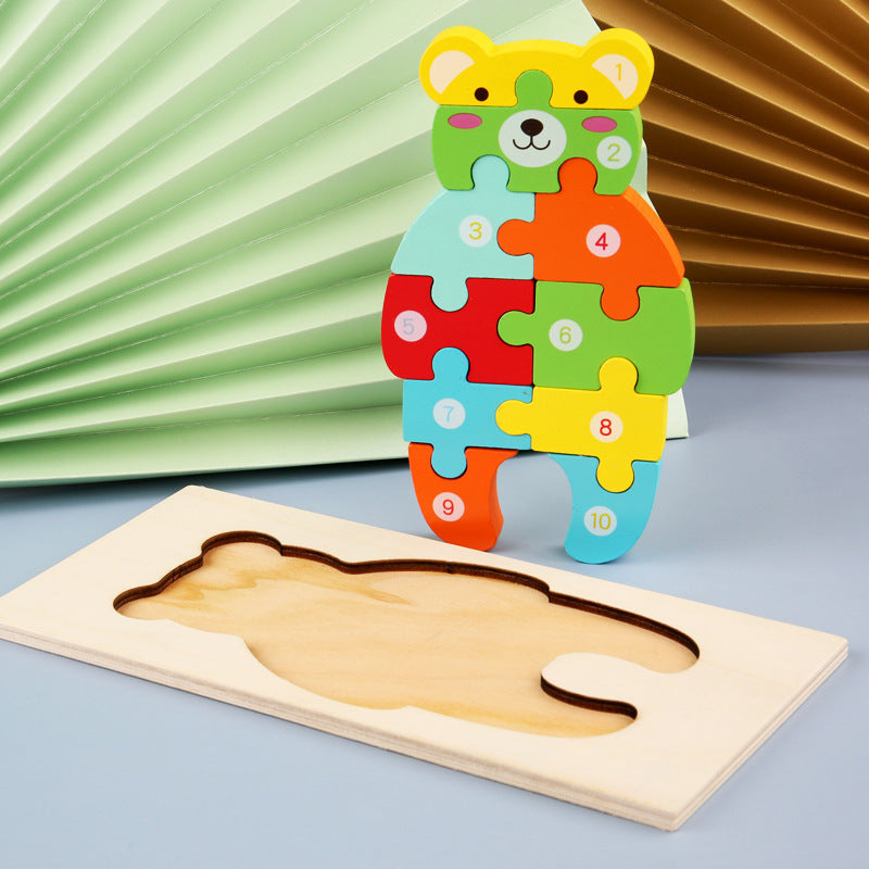 Wooden 3D Puzzle Set | 18 Animal & Vehicle Designs | Educational Toy for Kids