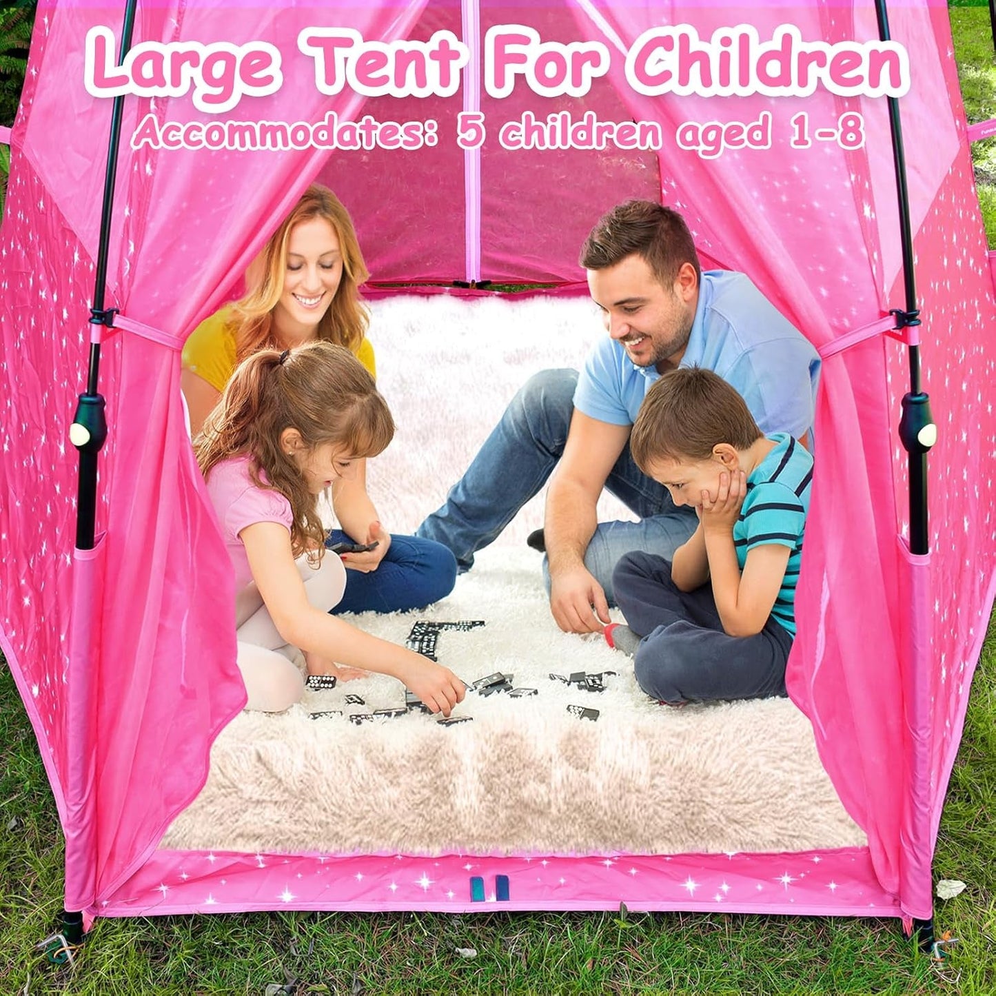 Kids Pop-Up Play Tent: 78"X66" Portable Baby Playpen Large Princess