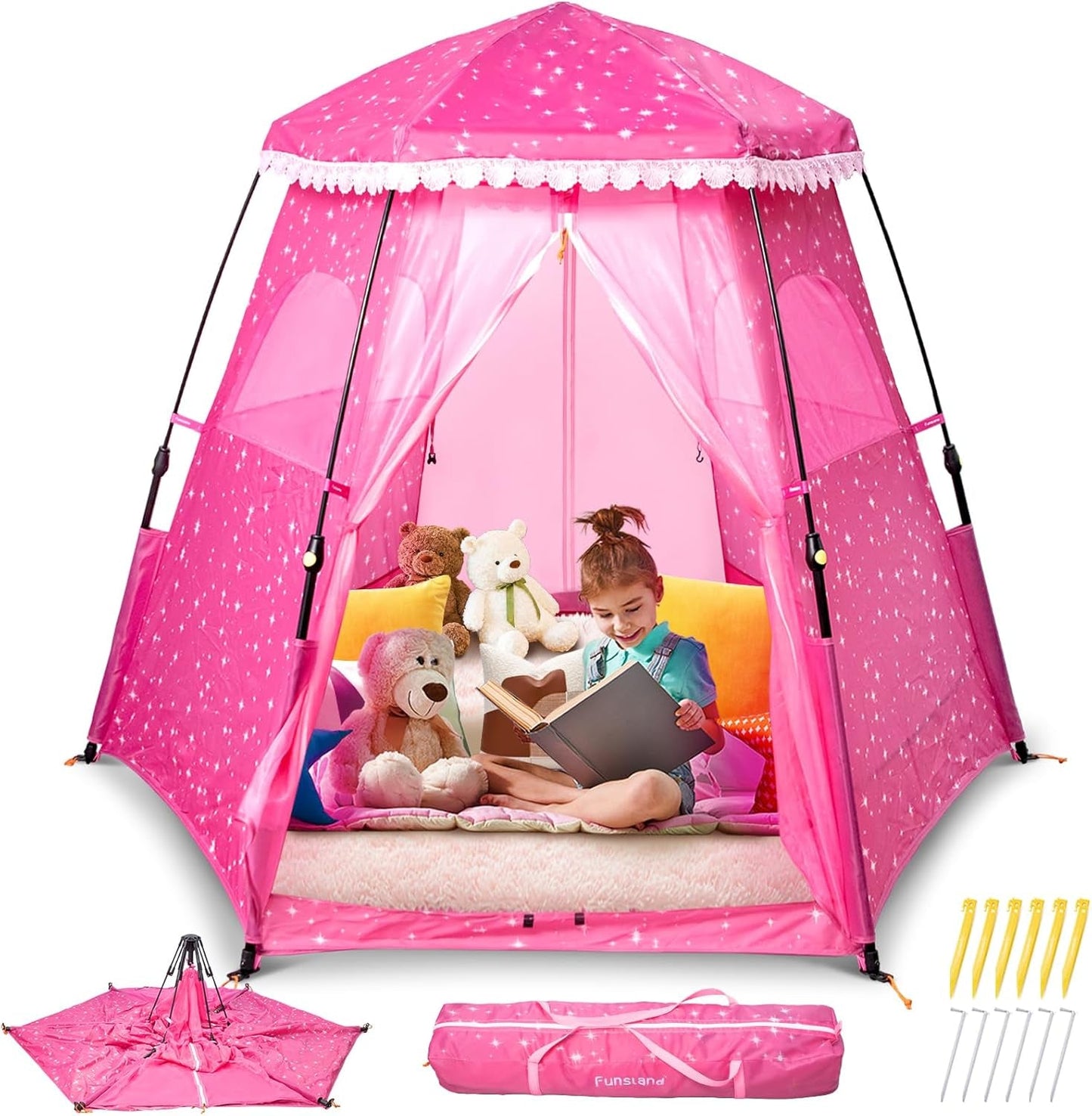 Kids Pop-Up Play Tent: 78"X66" Portable Baby Playpen Large Princess