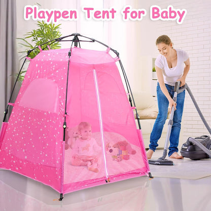 Kids Pop-Up Play Tent: 78"X66" Portable Baby Playpen Large Princess