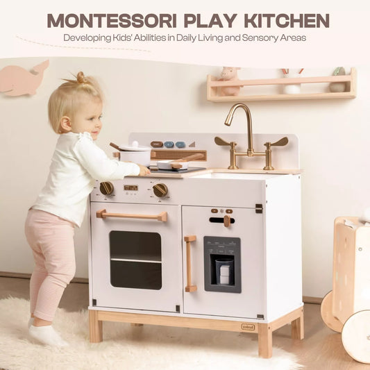 Children's Kitchen Chef Pretend Playset - ROBOTIME Wooden Construction Toy